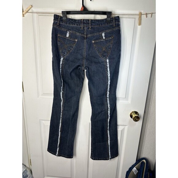 Vintage Jamie Nicole Jeans Size 13 Flat Front Straight Dark Wash Fringe 32/31.5 - Picture 5 of 10